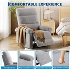 Manual Recliner Chair for Adults, Ergonomic Fabric Single Sofa with Back Support, Side Pocket, Adjustable Reclining Chair for Living Room, Bedroom