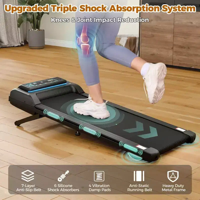 NAYSAYE Tapis Roulant Walking Pad con Inclinazione Regolabile, Capacità 204 kg, Tapis Roulant Compatto Portatile Sottoscrivania per Ufficio Domestico, Nero, 52*22.5*7.87