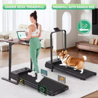 Tapis roulant KRISRATE 3.5HP con manubrio e ammortizzazione, tapis roulant pieghevole per la casa, tapis roulant compatto da scrivania