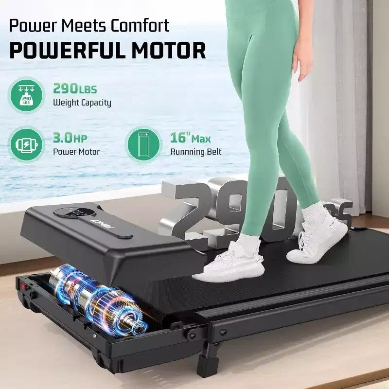 Tapis roulant KRISRATE 3.5HP con manubrio e ammortizzazione, tapis roulant pieghevole per la casa, tapis roulant compatto da scrivania