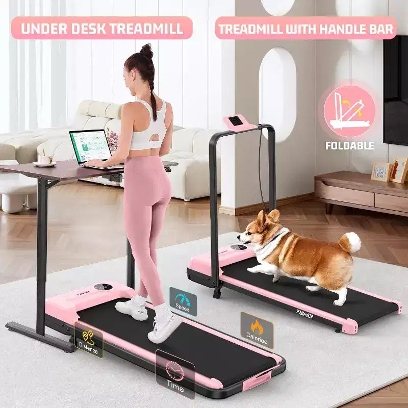 Tapis roulant KRISRATE 3.5HP con manubrio e ammortizzazione, tapis roulant pieghevole per la casa, tapis roulant compatto da scrivania