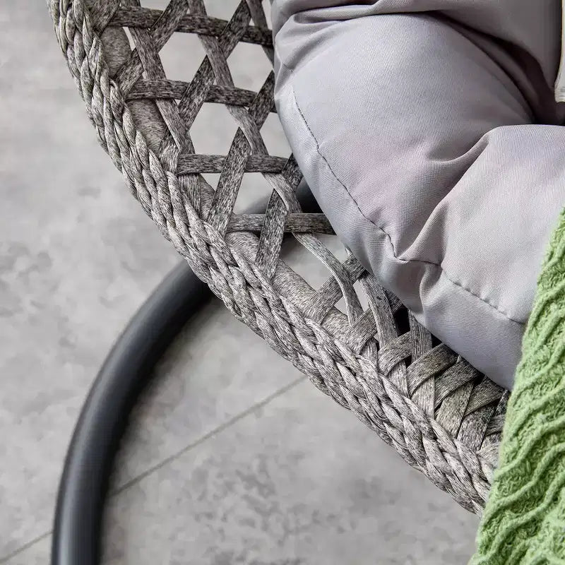 Swinging Chair Hammock Egg Chair Patio Wicker Swing Egg Hanging Chair With Stand, 350lbs Maximum Weight Capacity, Ash