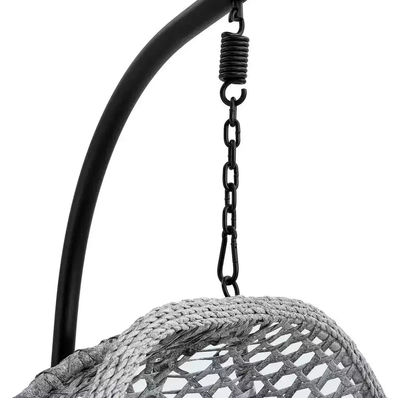 Swinging Chair Hammock Egg Chair Patio Wicker Swing Egg Hanging Chair With Stand, 350lbs Maximum Weight Capacity, Ash