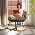 VINGLI 25.6 Curved Cute Cross-Legged Glider Chair with Lumbar Pillow and Solid Wood Base