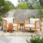 Christopher Knight Home Rylor Modern Outdoor Acacia Wood Upholstered Chairs with Cushions