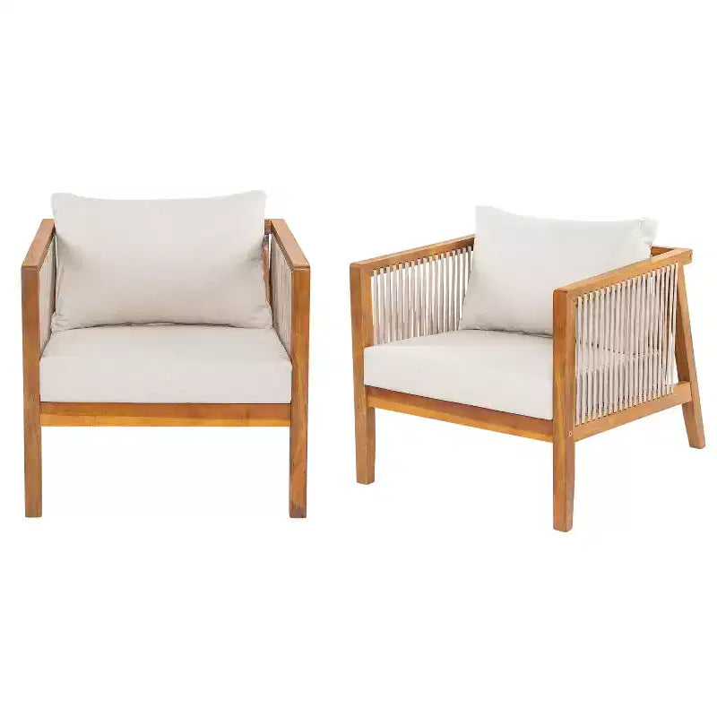 Christopher Knight Home Rylor Modern Outdoor Acacia Wood Upholstered Chairs with Cushions