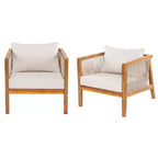 Christopher Knight Home Rylor Modern Outdoor Acacia Wood Upholstered Chairs with Cushions