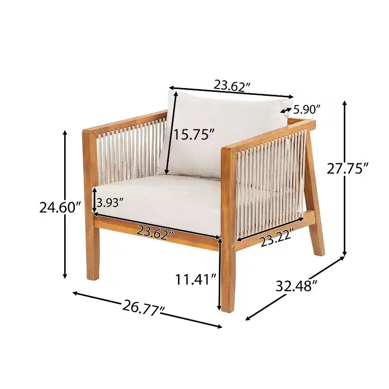 Christopher Knight Home Rylor Modern Outdoor Acacia Wood Upholstered Chairs with Cushions