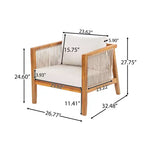 Christopher Knight Home Rylor Modern Outdoor Acacia Wood Upholstered Chairs with Cushions
