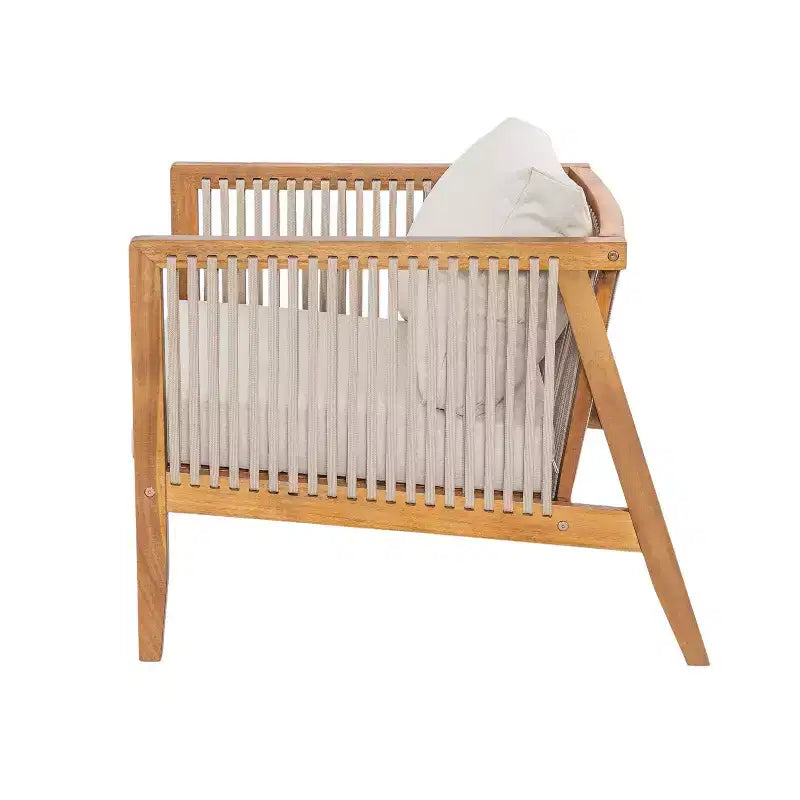 Christopher Knight Home Rylor Modern Outdoor Acacia Wood Upholstered Chairs with Cushions