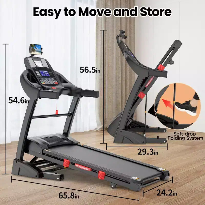 Tapis roulant pieghevole da 5 HP per casa con inclinazione automatica del 20%, capacità 400 libbre, tapis roulant portatile per corsa e camminata da 12 MPH, 71 programmi, allenamento personalizzato con APP