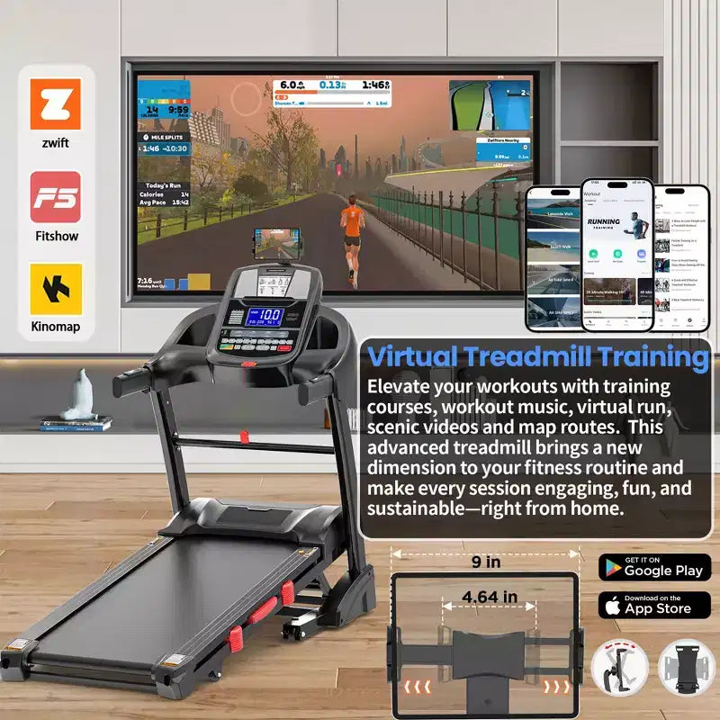 Tapis roulant pieghevole da 5 HP per casa con inclinazione automatica del 20%, capacità 400 libbre, tapis roulant portatile per corsa e camminata da 12 MPH, 71 programmi, allenamento personalizzato con APP