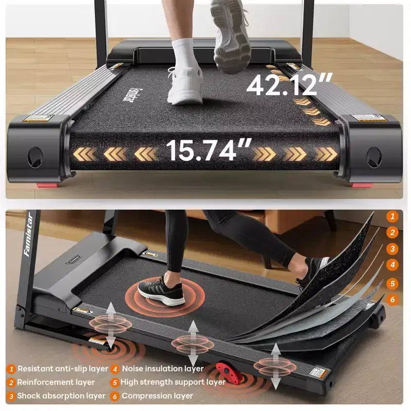 Tapis Roulant Pieghevole 160 kg Capacità per Casa, Tapis Roulant Inclinabile per Esercizio, Inclinazione Manuale 6%, 12 km/h, Nastro Largo 40 cm, 71 Programmi, Supporto Ginocchia