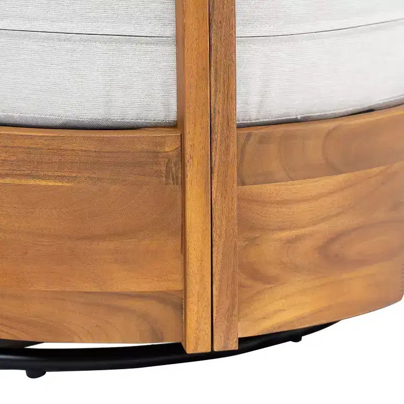 Christopher Knight Home Hira Modern Outdoor Acacia Wood Swivel Club Chair with Thick Cushions and Curved Backrest