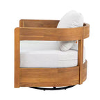 Christopher Knight Home Hira Modern Outdoor Acacia Wood Swivel Club Chair with Thick Cushions and Curved Backrest