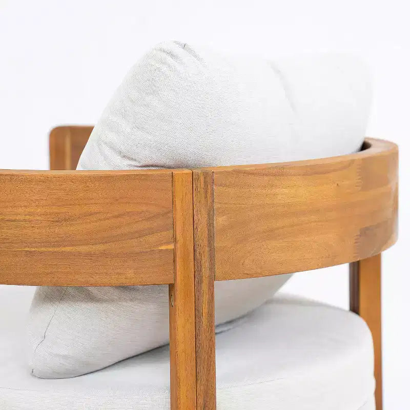 Christopher Knight Home Hira Modern Outdoor Acacia Wood Swivel Club Chair with Thick Cushions and Curved Backrest