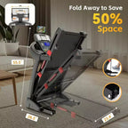 Tapis Roulant per Casa con Capacità di 400 libbre e Inclinazione del 20%, Tapis Roulant Pieghevole da 5.0 HP per Esercizio, 0.6-12 MPH, Controllo tramite APP, Assorbimento degli Urti, Supporto per le Ginocchia