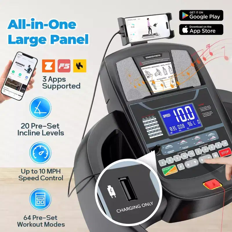 Offerta Tapis Roulant, Tapis Roulant in Offerta, Tapis Roulant Pieghevole da 4,5HP con Inclinazione Automatica a 20 Livelli, Tapis Roulant Portatile per Uso Domestico, 71 Programmi