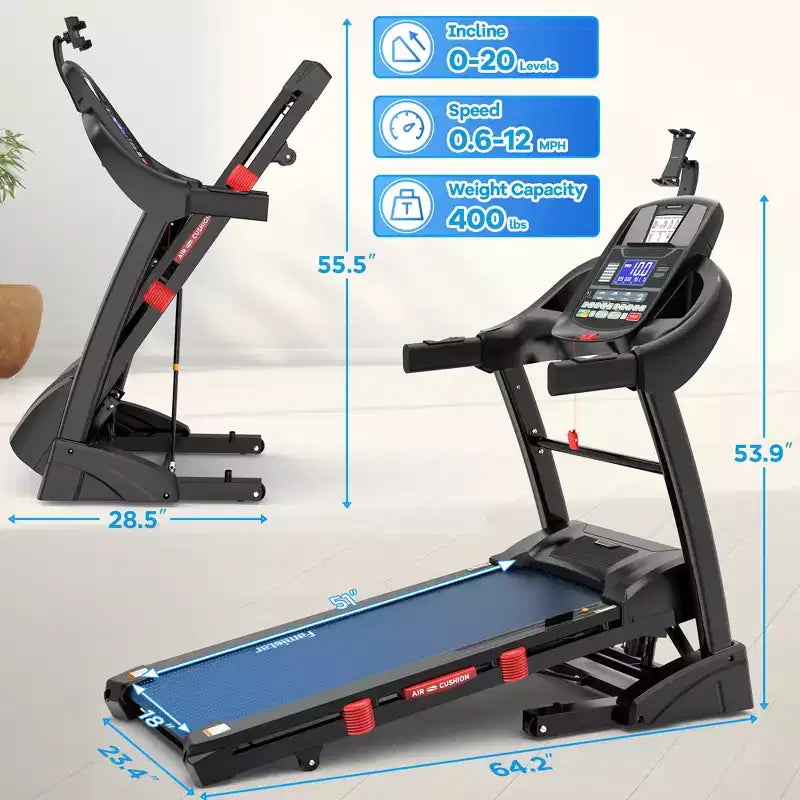 Offerta Tapis Roulant, Tapis Roulant in Offerta, Tapis Roulant Pieghevole da 4,5HP con Inclinazione Automatica a 20 Livelli, Tapis Roulant Portatile per Uso Domestico, 71 Programmi