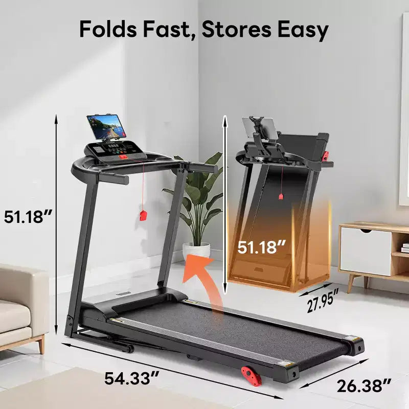 Tapis roulant pieghevoli portatili in liquidazione, tapis roulant compatto pieghevole da 2,75 HP per casa/ufficio, tapis roulant per camminata e corsa con display a LED per l'esercizio