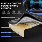 Ergonomic Gaming Chair, High-Back PU Computer Chair, Retractable Footrest, Height Adjustable, Adjustable Lumbar & Headrest, Swivel Office Chair
