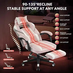 Ergonomic Gaming Chair, High-Back PU Computer Chair, Retractable Footrest, Height Adjustable, Adjustable Lumbar & Headrest, Swivel Office Chair