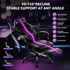 Ergonomic Gaming Chair, High-Back PU Computer Chair, Retractable Footrest, Height Adjustable, Adjustable Lumbar & Headrest, Swivel Office Chair