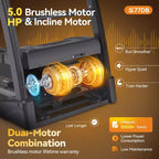 Tapis roulant con inclinazione automatica per casa, tapis roulant pieghevole con inclinazione del 20%, motore brushless da 5.0HP, 0.6-12mph, ammortizzazione