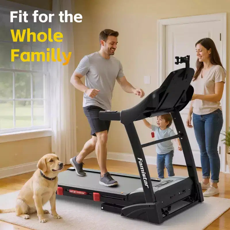 Tapis roulant con inclinazione automatica per casa, tapis roulant pieghevole con inclinazione del 20%, motore brushless da 5.0HP, 0.6-12mph, ammortizzazione