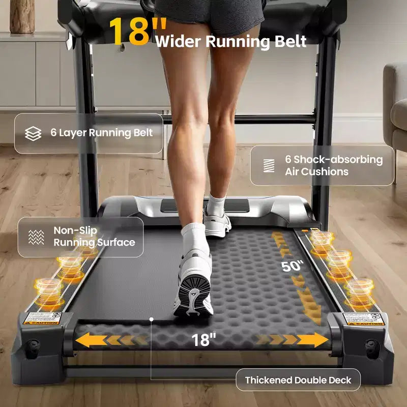 20% Incline Treadmill for Home, 400lbs Capacity Folding Treadmill, 5.0 HP Running Machine, 18 Wide Belt