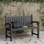 Okak UV-Resistant Outdoor Accent Chair with Slat Design, Lawn Chairs with Wide Seats, Patio Accent Chair for Backyard, Garden, Porch, Black