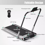 Gymax Tapis Roulant Elettrico Sotto Scrivania 2-in-1 con Motore Potente, Ruote Flessibili per il Trasporto, Supporto per Cellulare Argento/Nero/Bianco