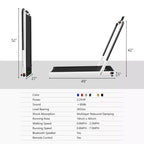 Gymax Tapis Roulant Elettrico Sotto Scrivania 2-in-1 con Motore Potente, Ruote Flessibili per il Trasporto, Supporto per Cellulare Argento/Nero/Bianco