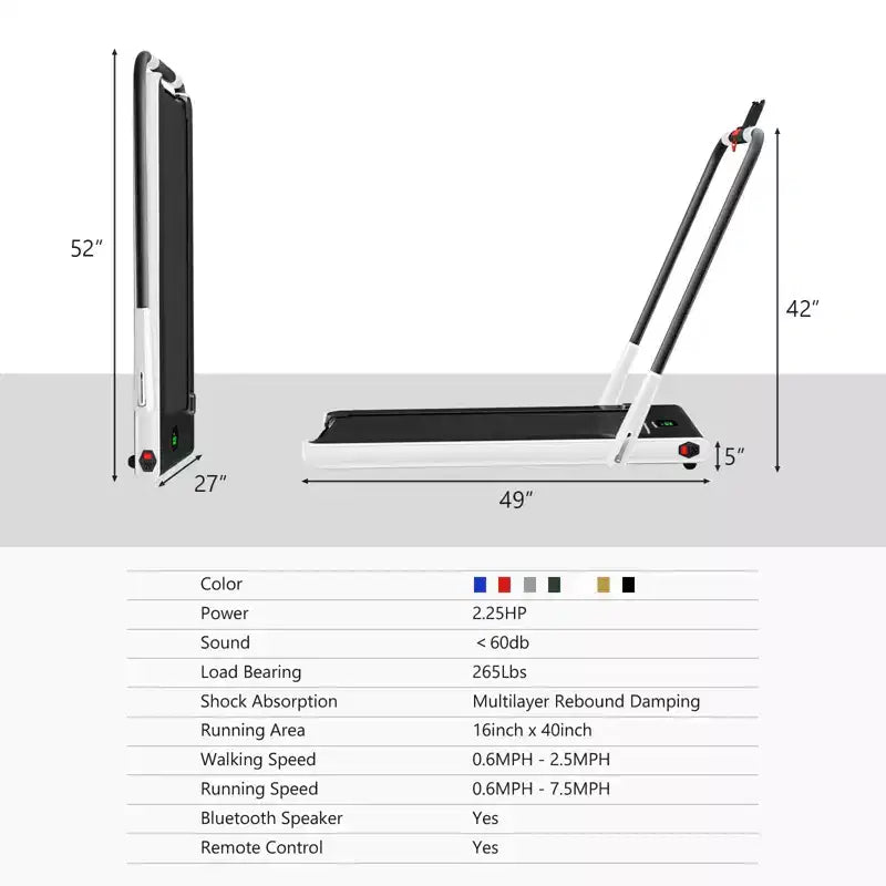 Gymax Tapis Roulant Elettrico Sotto Scrivania 2-in-1 con Motore Potente, Ruote Flessibili per il Trasporto, Supporto per Cellulare Argento/Nero/Bianco