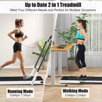 Gymax Tapis Roulant Elettrico Sotto Scrivania 2-in-1 con Motore Potente, Ruote Flessibili per il Trasporto, Supporto per Cellulare Argento/Nero/Bianco