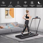 Gymax Tapis Roulant Elettrico Sotto Scrivania 2-in-1 con Motore Potente, Ruote Flessibili per il Trasporto, Supporto per Cellulare Argento/Nero/Bianco