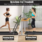 Gymax Tapis Roulant Elettrico Sotto Scrivania 2-in-1 con Motore Potente, Ruote Flessibili per il Trasporto, Supporto per Cellulare Argento/Nero/Bianco