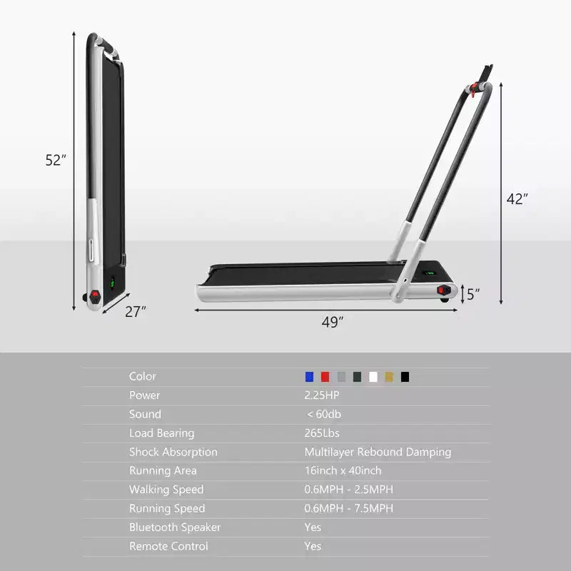 Gymax Tapis Roulant Elettrico Sotto Scrivania 2-in-1 con Motore Potente, Ruote Flessibili per il Trasporto, Supporto per Cellulare Argento/Nero/Bianco