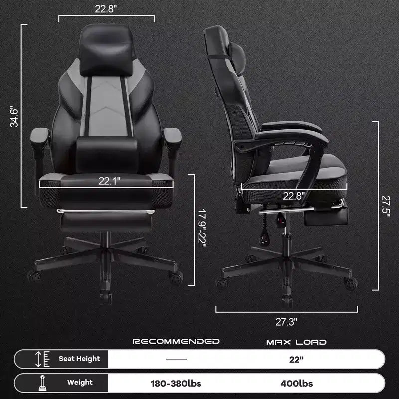 Celebalcony Sedie da gaming per adulti con poggiapiedi, schienale alto, con supporto lombare massaggiante, sedie da computer girevoli a 360° e regolabili in altezza