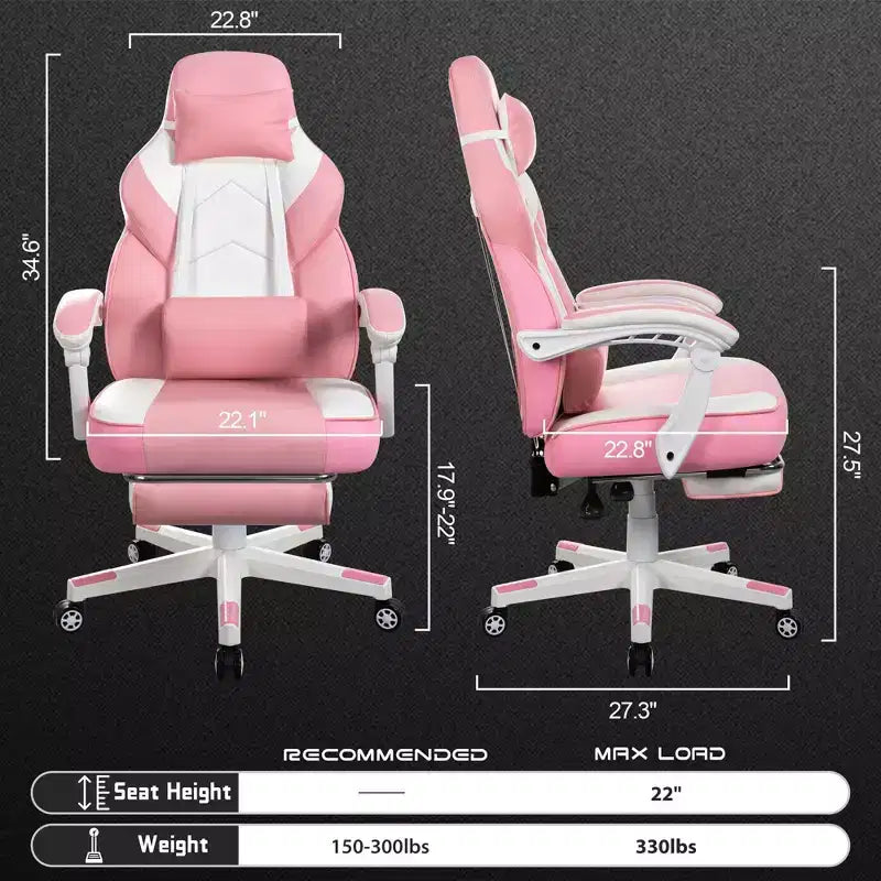 Celebalcony Sedie da gaming per adulti con poggiapiedi, schienale alto, con supporto lombare massaggiante, sedie da computer girevoli a 360° e regolabili in altezza
