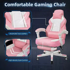Celebalcony Sedie da gaming per adulti con poggiapiedi, schienale alto, con supporto lombare massaggiante, sedie da computer girevoli a 360° e regolabili in altezza