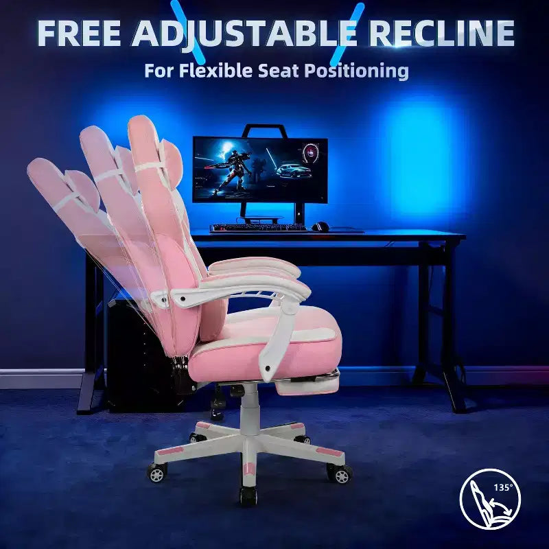 Celebalcony Sedie da gaming per adulti con poggiapiedi, schienale alto, con supporto lombare massaggiante, sedie da computer girevoli a 360° e regolabili in altezza