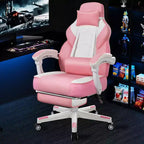 Celebalcony Sedie da gaming per adulti con poggiapiedi, schienale alto, con supporto lombare massaggiante, sedie da computer girevoli a 360° e regolabili in altezza