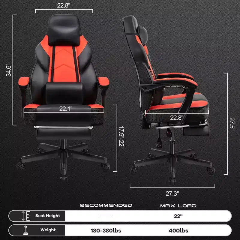 Celebalcony Sedie da gaming per adulti con poggiapiedi, schienale alto, con supporto lombare massaggiante, sedie da computer girevoli a 360° e regolabili in altezza