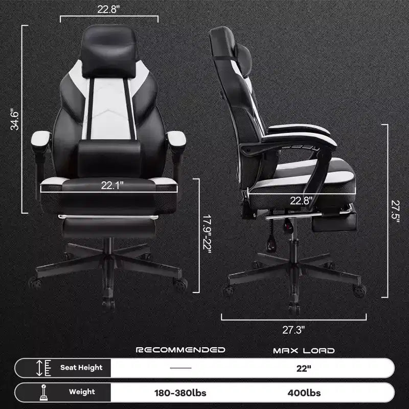 Celebalcony Sedie da gaming per adulti con poggiapiedi, schienale alto, con supporto lombare massaggiante, sedie da computer girevoli a 360° e regolabili in altezza