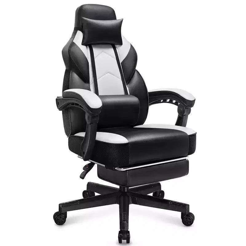 Celebalcony Sedie da gaming per adulti con poggiapiedi, schienale alto, con supporto lombare massaggiante, sedie da computer girevoli a 360° e regolabili in altezza