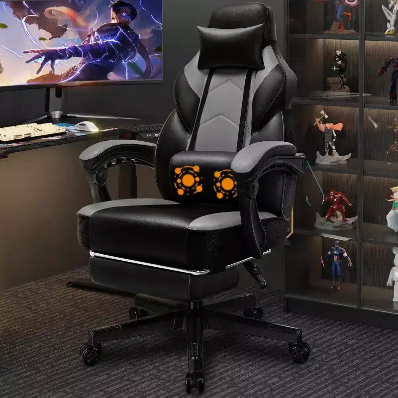 Celebalcony Sedie da gaming per adulti con poggiapiedi, schienale alto, con supporto lombare massaggiante, sedie da computer girevoli a 360° e regolabili in altezza