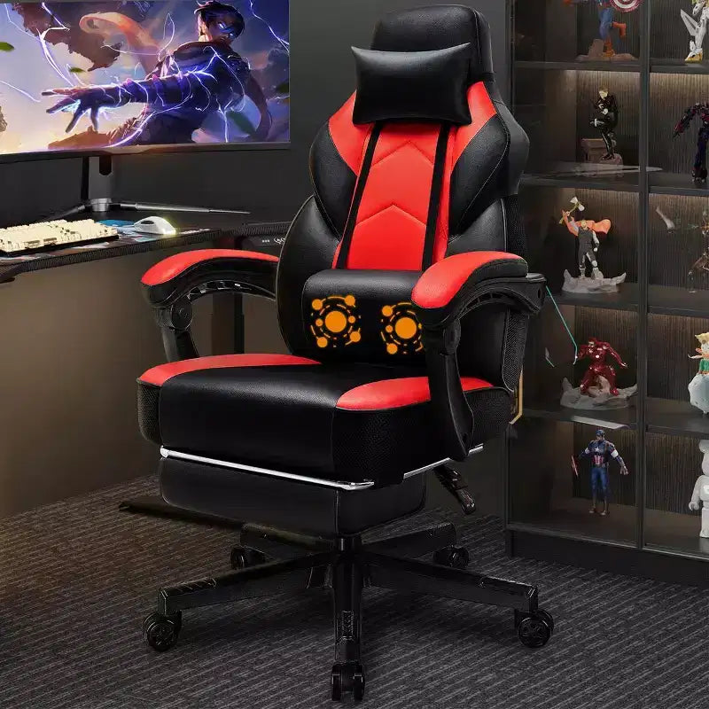 Celebalcony Sedie da gaming per adulti con poggiapiedi, schienale alto, con supporto lombare massaggiante, sedie da computer girevoli a 360° e regolabili in altezza