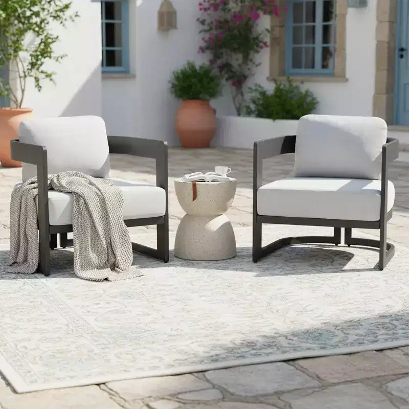 Christopher Knight Home Jerin Sedia Club Moderna da Esterno in Alluminio e Olefina Imbottita con Cuscino