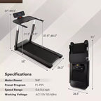 Gymax Tapis Roulant Pieghevole Max 3HP Macchina da Corsa/Camminata/Jogging con Display a LED, Corrimano Regolabile in Altezza e Doppia Cassa Bluetooth